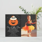 Invitation Little Boo Ghost Halloween Photo Anniversaire de e (Debout devant)