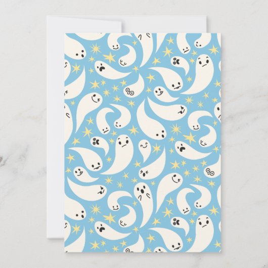 Invitation Little Boo Ghost Stars Boy Baby shower (Dos)