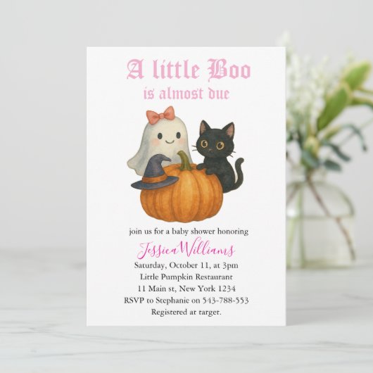 Invitation Little Boo Is Almost Due Halloween Baby Shower (Debout devant)