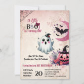 Invitation Little Boo Pink Jack Halloween Ghost 1er Anniversa (Devant)
