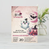 Invitation Little Boo Pink Jack Halloween Ghost 1er Anniversa (Debout devant)
