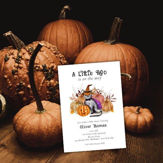 Invitation Little Boo Poem Chat en sorcier Baby shower Casque