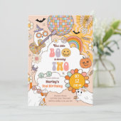 Invitation Little Boo Retro Halloween fille deuxième annivers (Debout devant)