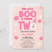 Invitation Little Boo tourne deux Fantôme d'Halloween Anniver (Devant)