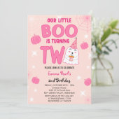 Invitation Little Boo tourne deux Fantôme d'Halloween Anniver (Debout devant)