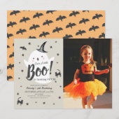 Invitation Little Boom Ghost Halloween Photo Anniversaire (Devant / Derrière)