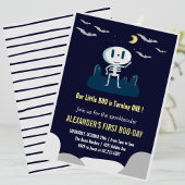 Invitation Little botte mignonne squelette Halloween 1er anni
