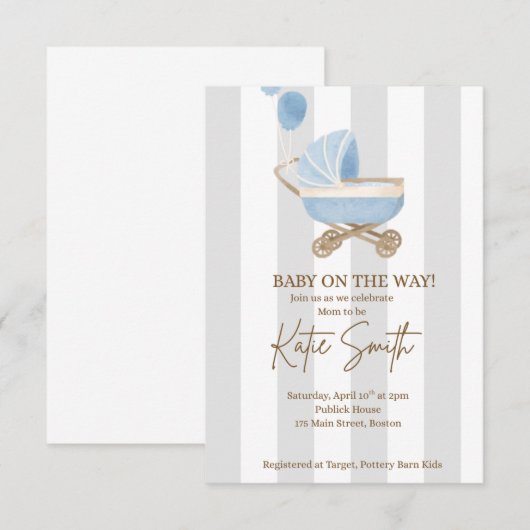 Invitation Little Boy Blue Shower (Devant / Derrière)