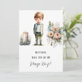 Invitation Little Boy et Floral Serez-vous mon garçon de page (Debout devant)
