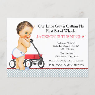 Invitation Little Boy Red Wagon fête d'anniversaire