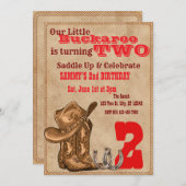 Invitation Little Buckaroo Two, Western 2nd Birthday (Devant / Derrière)