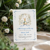 Invitation Little Bunny Baby Shower Invite | Blue Bow Rabbit