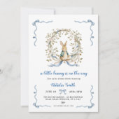 Invitation Little Bunny Baby Shower Invite | Blue Bow Rabbit (Devant)