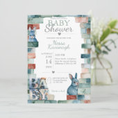 Invitation Little Bunny Blocks | Baby Shower (Debout devant)