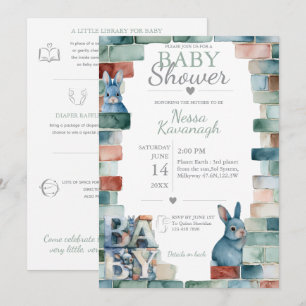 Invitation Little Bunny Blocks Baby Shower