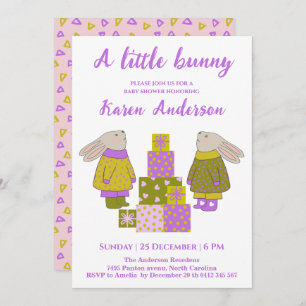 Invitation Little Bunny présente le Baby shower d'anniversair