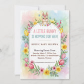 Invitation Little Bunny Spring Floral Baby Shower (Devant)