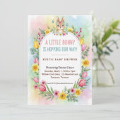 Invitation Little Bunny Spring Floral Baby Shower (Debout devant)