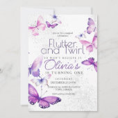 Invitation Little Butterfly Girl 1er anniversaire (Devant)