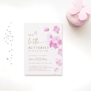 Invitation Little Butterfly Pink Budget 1er anniversaire
