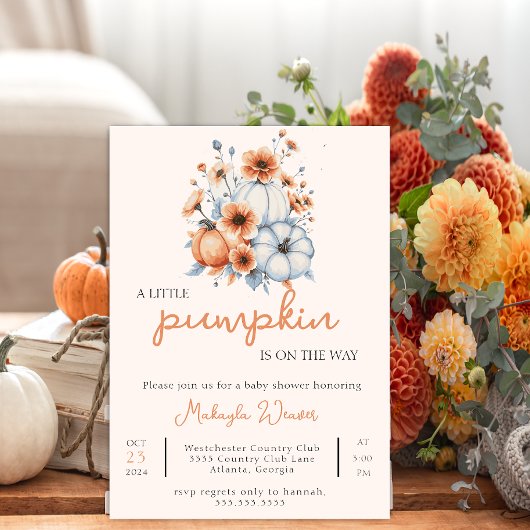 Invitation Little Citrouille est sur le chemin Editable Baby