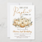Invitation Little Citrouille Fall Floral 2e fête d'anniversai (Devant)
