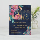 Invitation Little Citrouille Fall Gold Floral 1er anniversair (Debout devant)