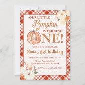 Invitation Little Citrouille Floral Automne 1ère fête d'anniv (Devant)