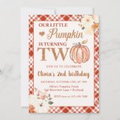 Invitation Little Citrouille Floral Automne 2e fête d'anniver (Devant)