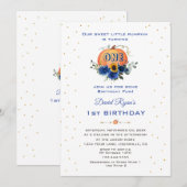 Invitation Little Citrouille Floral Thanksgiving 1er annivers (Devant / Derrière)