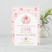 Invitation Little Citrouille Pink Bowtie En vichy premier ann (Debout devant)