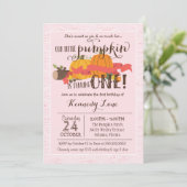 Invitation Little Citrouille Premier anniversaire fête rose (Debout devant)