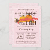 Invitation Little Citrouille Premier anniversaire fête rose (Devant / Derrière)