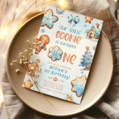 Invitation Little Cookie Blue garçon 1er anniversaire Noël