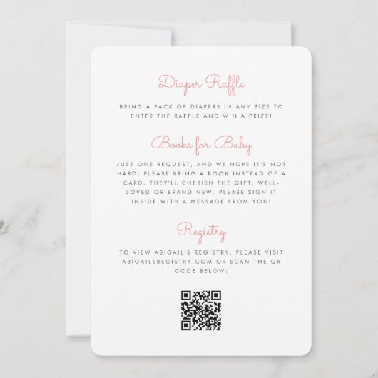 Invitation Little Cookie Macaron QR Code Baby shower rose (Dos)