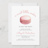 Invitation Little Cookie Macaron QR Code Pink Baby Shower (Devant)