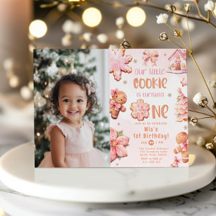 Invitation Little Cookie Noël 1er anniversaire photo