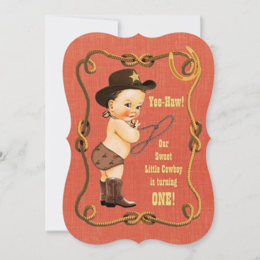 Invitation Little Cowboy 1ère fête d'anniversaire (Devant)