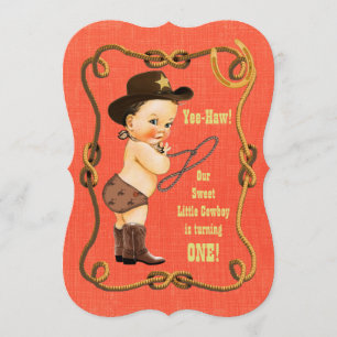 Invitation Little Cowboy 1ère fête d'anniversaire