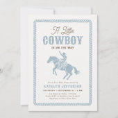 Invitation Little Cowboy Blue Gingham Baby Shower (Devant)