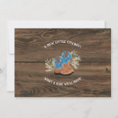 Invitation Little Cowboy Bootie Baby shower Brown en bois (Dos)