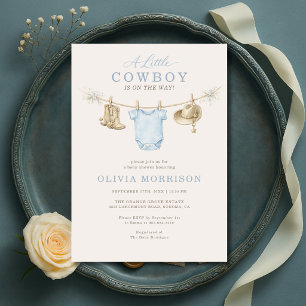 Invitation Little Cowboy Clothesline Baby Shower