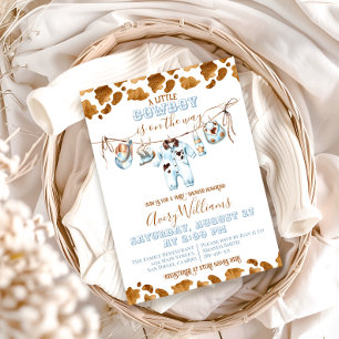 Invitation Little Cowboy Clothesline WildWest Boy Baby shower