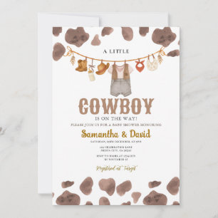 Invitation Little Cowboy est sur le chemin Motif de vache