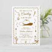 Invitation Little Cowboy Hand Drawn West Western Baby Shower (Debout devant)