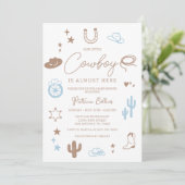 Invitation Little Cowboy Modern Wild West Baby Shower (Debout devant)