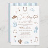 Invitation Little Cowboy Modern Wild West Baby Shower (Devant / Derrière)