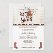 Invitation Little Cowboy Rustic Western V3 Boy Baby shower (Devant)