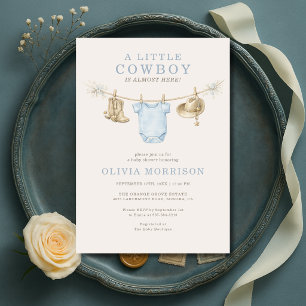 Invitation Little Cowboy Tenue de Far West Baby Shower