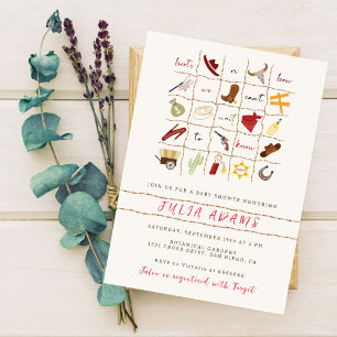 Invitation Little Cowboy Western Rodeo Baby shower de bingo